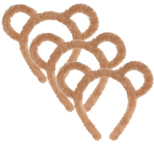 Yolyoo 3pcs Chipmunk Ears Headband Mouse Ears Fuzzy Mouse Headband Cosplay Animal Halloween Christmas Birthday Costume (Brown)