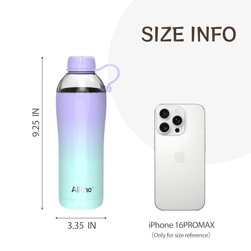 Image of Allcho Insulated Water Bottle for Women, 18oz Stainless Steel Leak Proof Tumbler with 2 Lids, BPA-Free Tritan Chug & Straw Lid, Double Wall Vacuum Flask