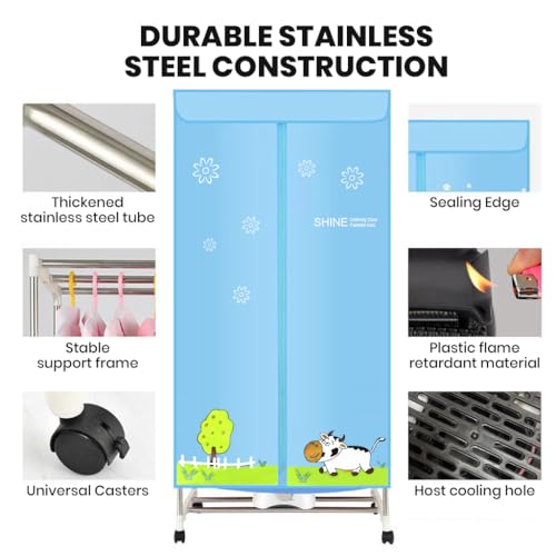 Image of Supvox Clothes Dryer with 360 Degree Hot Wind Circulation Clothes Dryer Easy Assembly Double Layer Stainless Steel Rack with Ventilation Smart 180 mins Timer Design