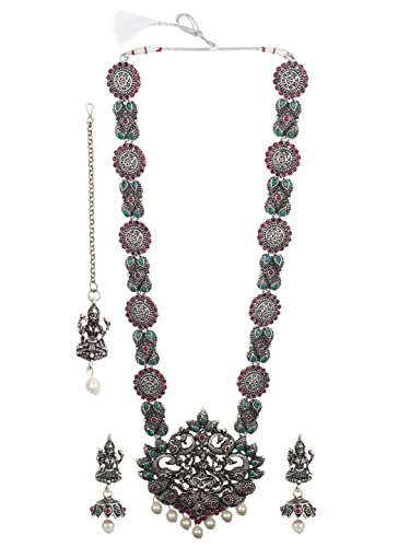 Matushri Art Brass Brass Necklace Set for Women (Silver)