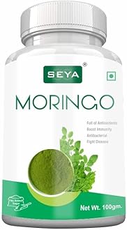 SEYA Natural Moringa Powder, 100gm (Pack of 1) / Drumstick (Oliefera) Leaf Powder, Antioxidants, Boost Immunity, Shigru Powder, No Added Sugar, Healthy Superfood, Rich in Vitamin and Mineral