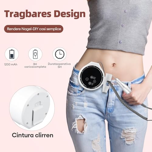 CkeyiN Pro Elektrische Nagelfräser Professionelle 35000RPM,Wiederaufladbare Elektrische Nagelfeile 7 in 1,mit LCD-Display Nagelfräser für Gelnägel Acrylnägel,Maniküre Pediküre Set,für Salon