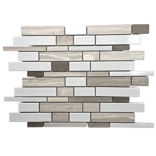 Tenedos Driftwood Blend 10x14 Ceramic Mosaic Tile – Textured &