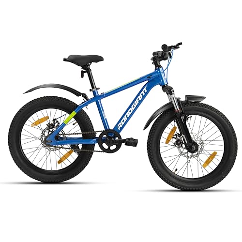 Image of ROADGIANT Kiev 20T Dual Disc Brake | Aluminum Frame Bicycle |Single Speed | Front Suspension | Unisex | Kids Cycle for All-Terrain Riding (Ocean Blue)