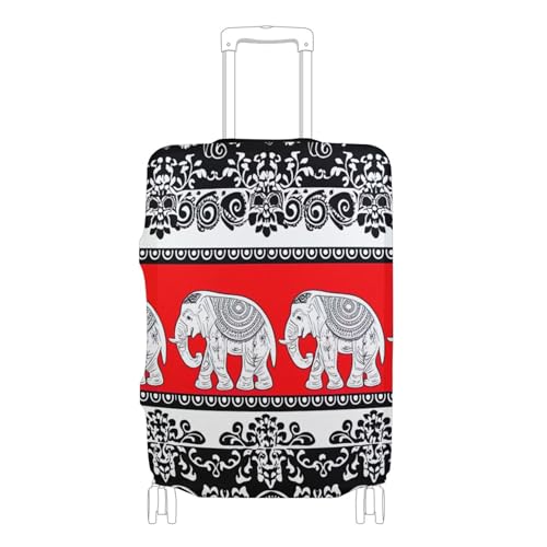 Black White Elephants Tribal Suitcase Covers Luggage Protector Cute Elastic Suit Case Travel Accessories for Women, XL, Fits 29-32 Inch Case