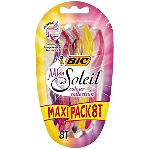 BIC - 8 Rasoirs Jetables Feminins Miss Soleil Color Maxipack - le Lot De 3
