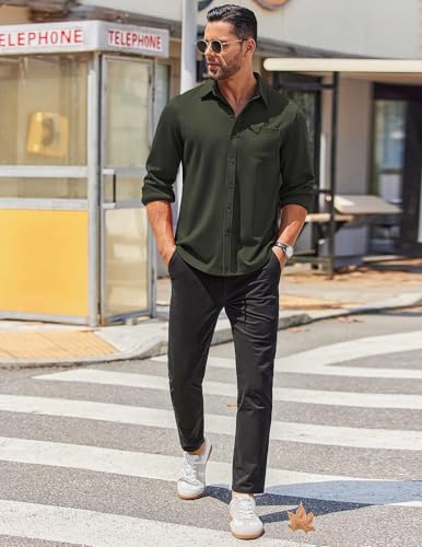 COOFANDY Mens Long Sleeve Wrinkle Free Shirts Casual Button Down Stretch Dress Shirt with Pocket3