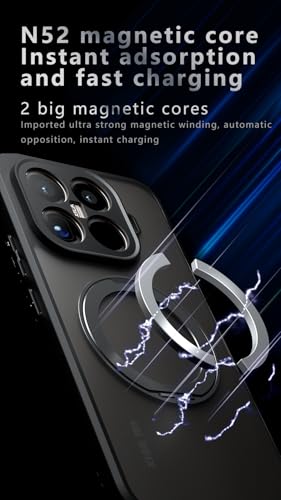 Image of Compatible with Xiaomi 17T Case Cover,Compatible with Xiaomi 17T 5G 2602DPT53G 2602DPT53I Built-in 360Rotating Magnetic Mount Matte Translucent Phone Protective Case Black