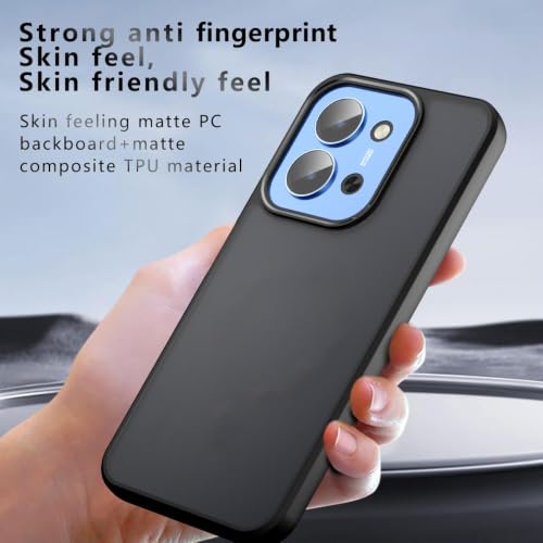 Image of Matte PC+TPU Back Cover Case for Redmi 15C 5G / Poco C85 5G, Air Bag Protection, Anti-Fingerprint, Never Turns Yellow, Micro Arc Edge, Skin-Friendly Feel, Black
