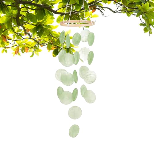 Yumneo Campanas de viento de conchas marinas para exteriores, con temática náutica, bohemio para colgar, decoración de sonidos relajantes para abuela, mujeres, porche, patio, interior, hogar