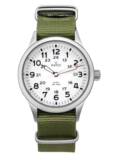 Image of RATIO Field Watch Sapphire Crystal Nylon Strap Easy Reader Casual Watch Japanese Quartz 100m Water Resistant Military Watch for Men