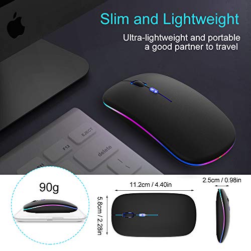 LED-Wireless-Bluetooth-Mouse-for-Laptop-Bluetooth-51-Mouse-Rechargeable-24G-Silent-Mouse-Portable-with-USBComputer-Mice-Slim-Optical-Mouse-with-3-Adjustable-DPI-for-PCLaptopNotebookComputer