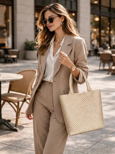Bolso tote trenzado vegano para mujer miniatura 3