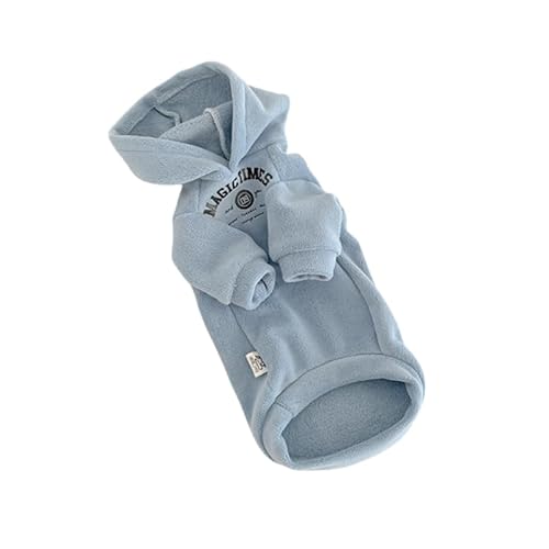 UGYMSIA ペット服 猫服 無毛猫/ドイツショートヘア/スフィンクス/ラグドール/ブルーキャット向け 秋冬用 両面オーロランフリース 厚手裏起毛 ロングスリーブパーカー 保温快適 寒さ対策 (ブルー,L+(4.25-5.5KG))