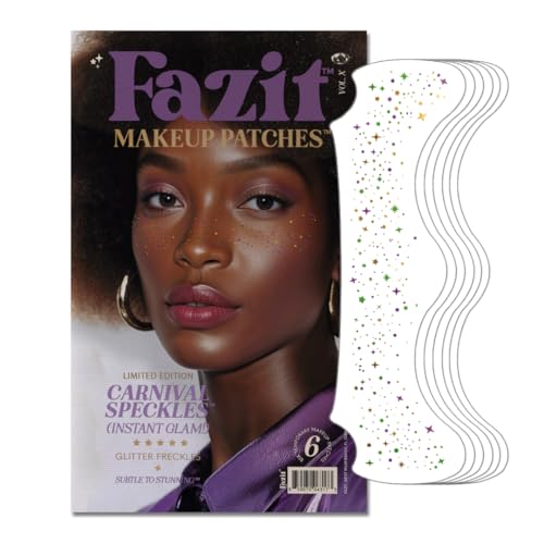 Fazit Carnival Speckles - Glitter Freckle Makeup Patches - Shimmering Faux Freckles & Body Glitter - Waterproof Long-Lasting Instant Glamour for Festivals & Parties - 6 Temporary Patches Per Pack