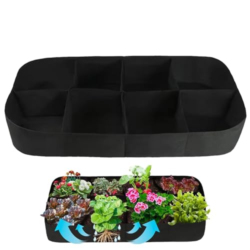 COMFOLIVING Borsa rettangolare per piante, sacchetto per fiori, 8 scomparti, contenitore per piantare ortaggi, per fiori di ortaggi, rialzati per piante e ortaggi