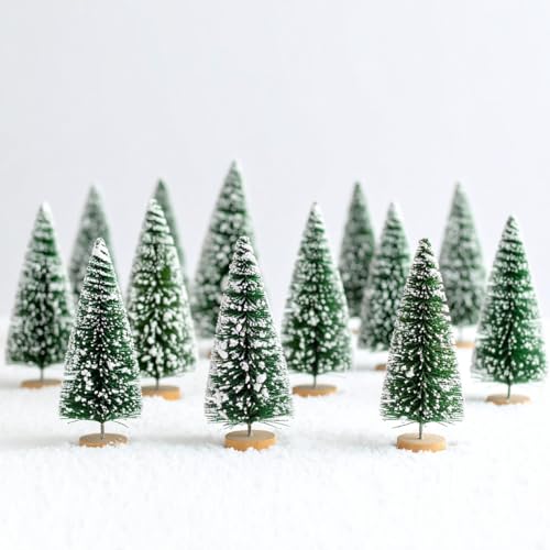 Weihnachtsbaum Mini Künstlich, Miniatur Tannenbaum mit Holzsockel...