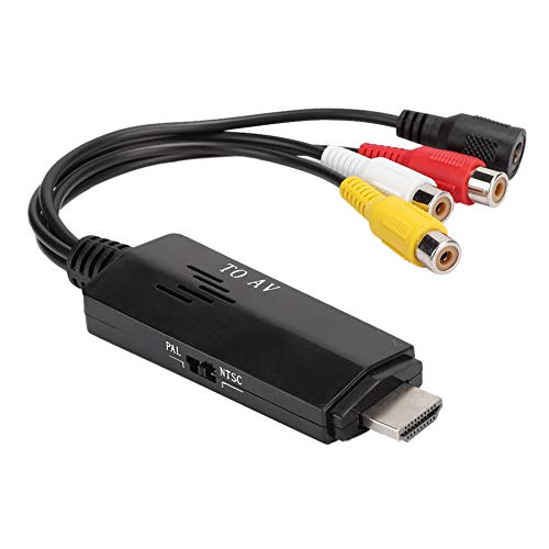 Qudinip Adaptador Convertidor a AV, Convertidor de Vídeo Compacto y Duradero para Dispositivos, Adecuado para TV y Grabadoras de DVD, Negro, 1 Unidad