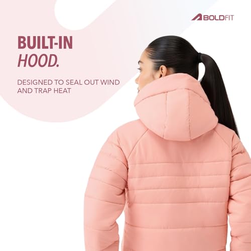 Image of Boldfit jacket for woman puffer winter jacket for woman standard length jackets for women stylish latest hooded winter wear jackets for women cozy jerkins for ladies
