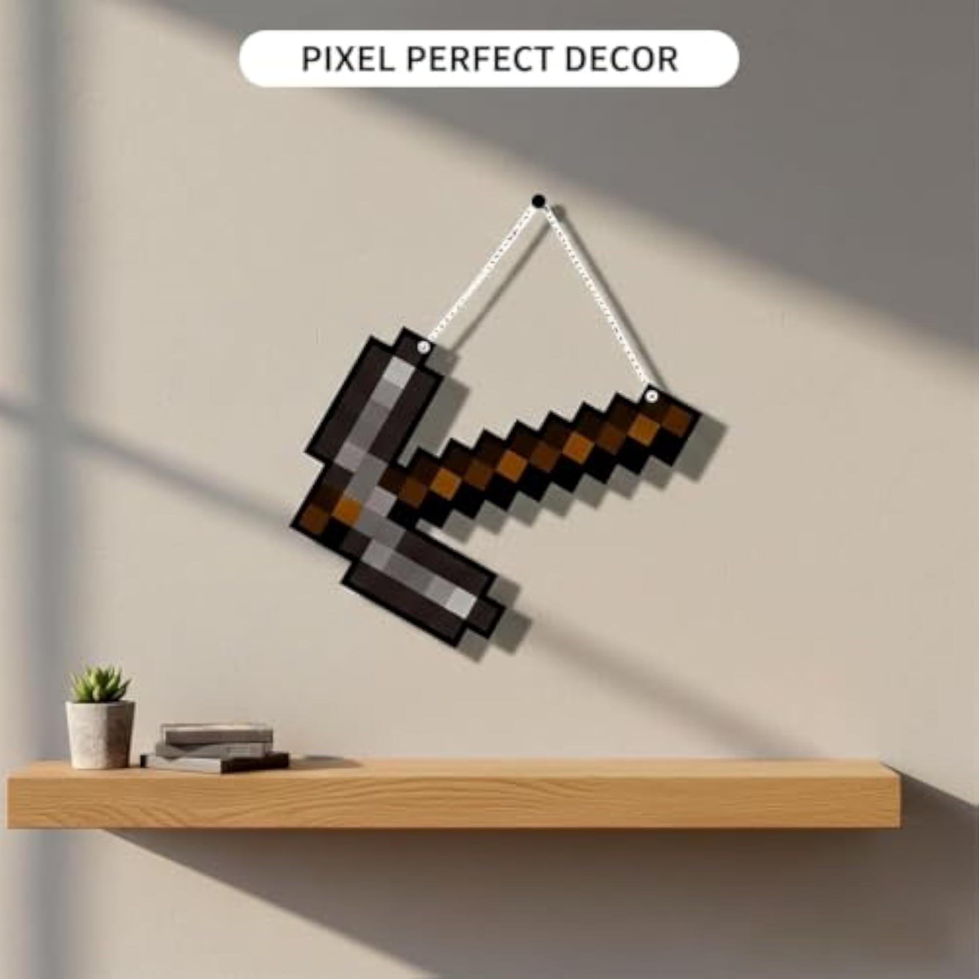 Diamond Pickaxe Style Wooden Wall Hanging
