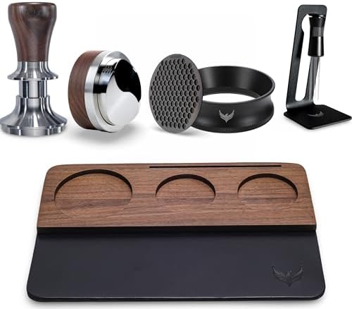 51.5mm Espresso Tamper Kit for La Pavoni Europiccola, Professional, Stradivari & Post-Millennium Models – Tamper, Distributor, Dosing Funnel, Puck Screen, WDT Tool & Walnut Tamping Mat - Thumbnail 2