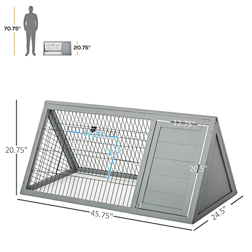 Pawhut USD51-1660131 46 Inch X 24 Inch Wooden A-Frame Outdoor Rabbit Cage Small Animal Hutch thumb #4
