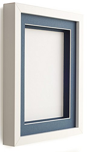 Frame Company White 20x16 inch Box Frame With Blue Mount for Image A3 *Choice of Size and Mount Colour* Fitted with Real Glass