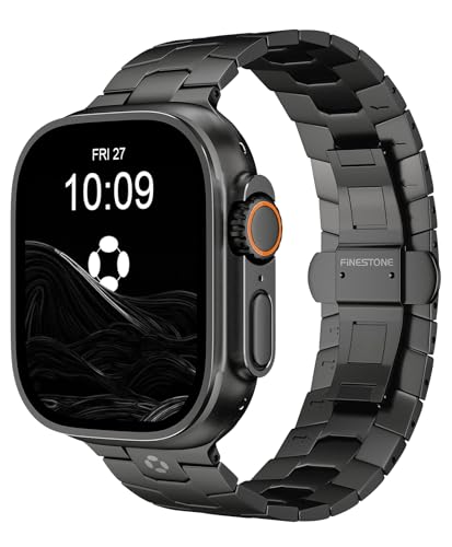 FiNESTONE AGIS02 �`�^���E�H�b�`�o���h Apple Watch Ultra 3/2/1 49mm & Series 11/10 46mm �ɑΉ� �v���~�A�������\���^���o���h �o�^�t���C�N���X�v�t�� �y�ʂőϋv���� �j���p�A�b�v���E�H�b�`