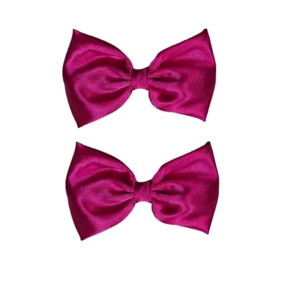 Charming Fabric Stylish Bow Hair Clip/Back Pin (3.07 Inch) for Girls and Women - Dark Pink Packof 2-image-25