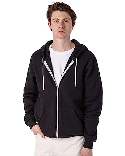 Adult USA-Made Flex Fleece Full-Zip Hooded Sweatshirt, XXS, Black