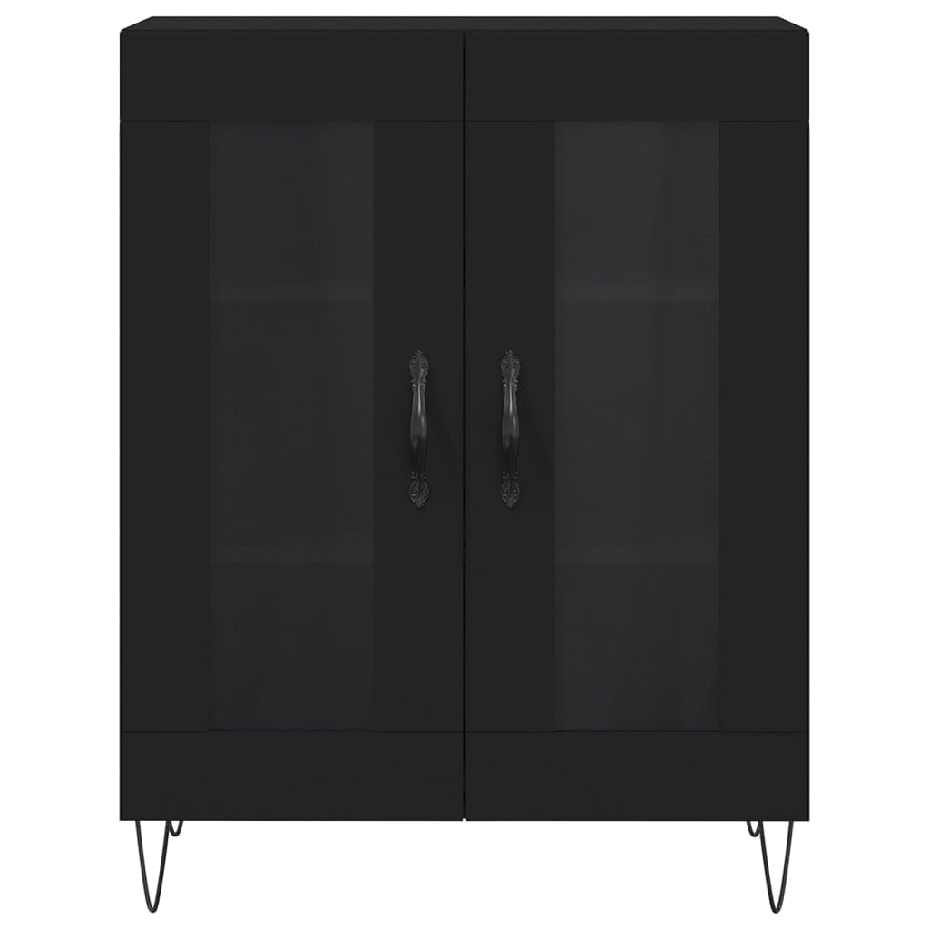 Möbel Wohnaccessoire Highboard Schwarz 69,5x34x180cm Engineered Wood-Furniture
