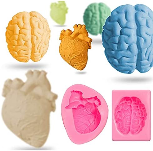 WYD 2 piezas de molde de mousse de helado de corazón humano y cerebro 3D DIY Halloween órgano sorpresa molde de silicona para fondant de dulce de disponible en Yaxa El Salvador