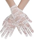 SATINIOR White Lace Gloves for Women Tea Party Short Lace Gloves Courtesy Dressy for Cosplay Dinner Party Evening