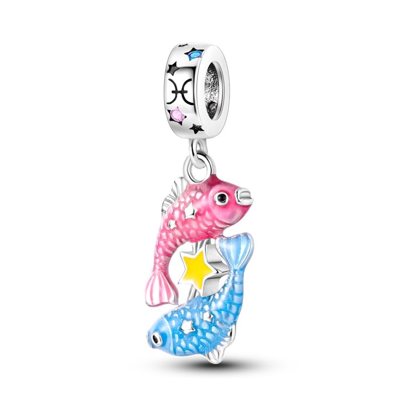 Pandach Encantos del Cumpleaños de 12 Signos del Zodiaco Encantos de Plata Esterlina de 925 Ajustan Pulsera & Collar Regalos de cumpleaños para Mujeres