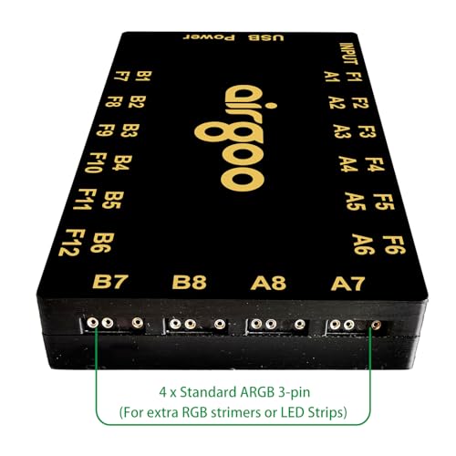 Image of Airgoo 2-in-1 16-CH ARGB Controller & PWM Fan Hub Support SignalRGB OpenRGB | SATA Powered ARGB Fan Hub, With ample expansion interfaces and strong built-in magnets, Easy Install for Full-Tower Cases