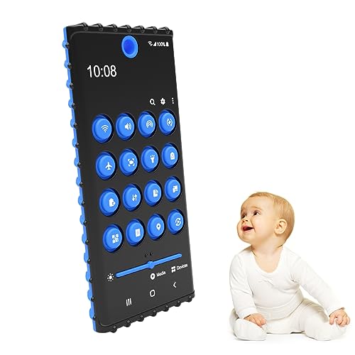 Tuivesafu Baby Teether Cell Phone Toy, Soft Silicone Chew Toy With Pop Pressable Key cover