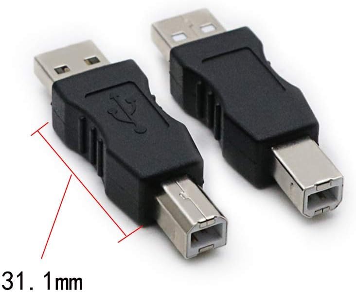 Image of USB 2.0 A-M /B-M Printer Connector ; Type A Male to Type B Male Connector Converter Adapter Coupler (2 Pieces)