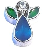 Blue Teardrop Angel Floating Locket Charm