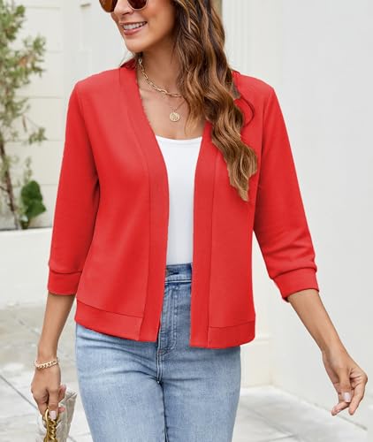Image of Hount Womens 3 /4 Sleeve Cropped Cardigans Lightweight Casual Open Front Bolero Shrugs Sweaters