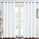 NICETOWN White Room Darkening Bedroom Curtain 84 inches Length - (50% Blackout) Grommet Room Darkening Window Treatment Sound Dampening Thermal Drape for Living Room (W52 x L84, 1 Panel)