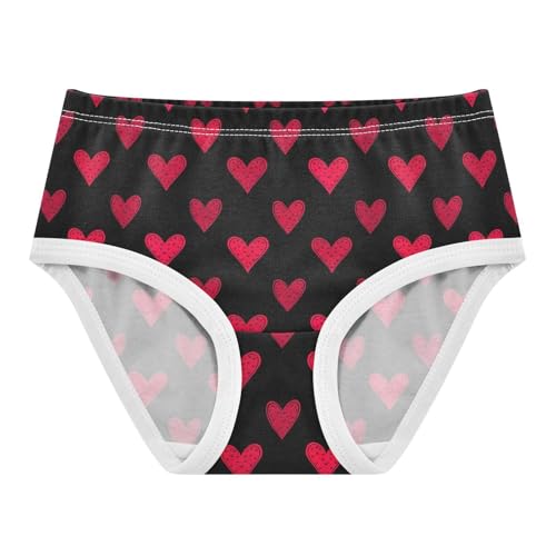Joisal Toddlers Underwear Floral 2t Cotton Panties Little Girl Artistic Kids Undies Briefs Stylized Red Hearts Black