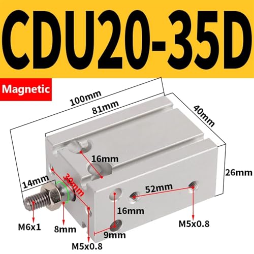 Cylindre à installation gratuite avec CDU25 magnétique pour automatisation - 3