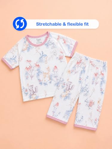 Image of Kidbea Kids Bamboo Viscose Co-Ord Set, Half Sleeve Round Neck Night Suit