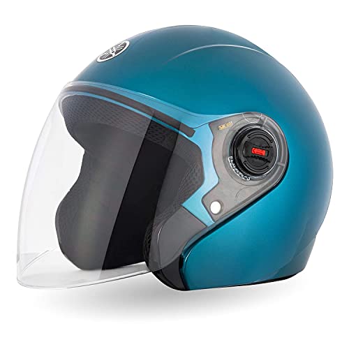 Image of Yamaha YR6 Half Face Helmet (Matt Cyan Green, Size L) Y6AYR6CG0L16