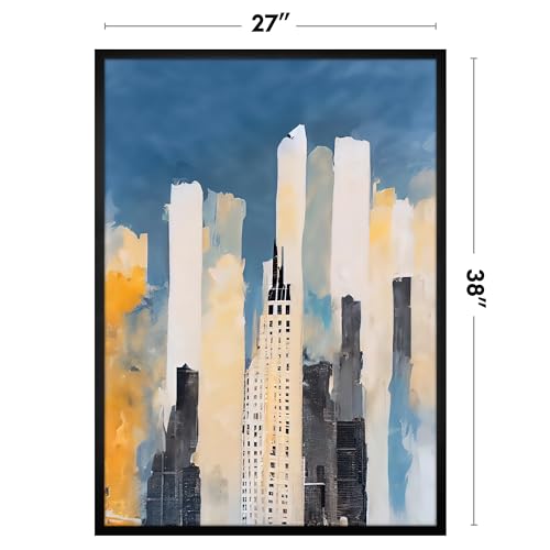 Image of Americanflat 27x38 Poster Frame with Polished Plexiglass - Streamline Collection - Thin Border Picture Frame for Wall Display - Hanging Hardware Included - Black