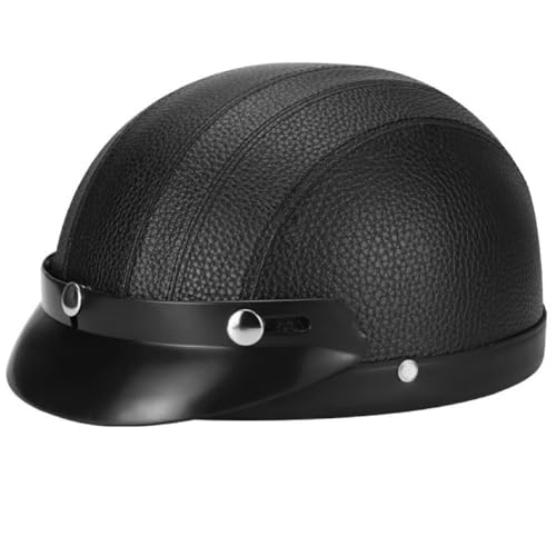 Glixoft Casco retrò Mezza Faccia Casco Ciclismo Vintage in Pelle Mezzo Caschi Uomo Casco Estivo Scooter Unisex