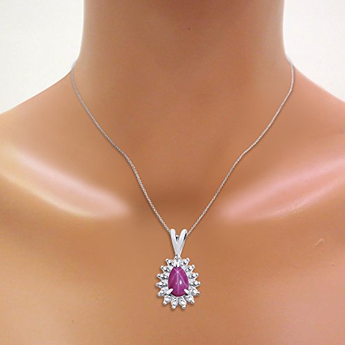 RYLOS Matching Jewelry For Women 14K White Gold Diamond & Star Ruby Matching Earrings, Pendant Necklace and Ring Set - with 18" Chain 6X4MM Jewelry For Women Womens Jewelry Gold Jewelry - Afbeelding 6