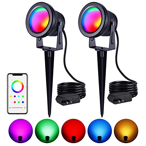 S Sunsbell Spot Lights Outdoor, 2Pcs 10 W Rgbw Lawn Flood Light Stake, Ip65 Waterproof Outdoor Spotlights For Yard, App Control Color Changing Smart Home Lighting, 90-245 V Rgb Lights Holiday Lights #TOP23
