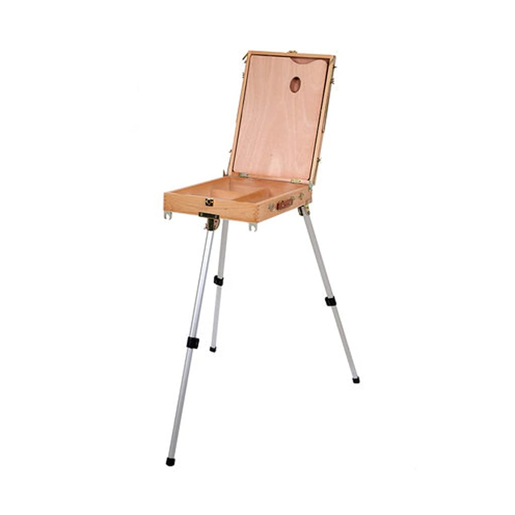 Caja de pintura al óleo, caballete de pintura al óleo, portátil, para adultos, madera maciza