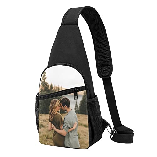 Custom Sling Backpack, Personalized Zipper Chest Bag with Your Photo Logo Text for Travel Hiking Cycling, Customized Casual Cross Body Bags Gifts for Men Women2